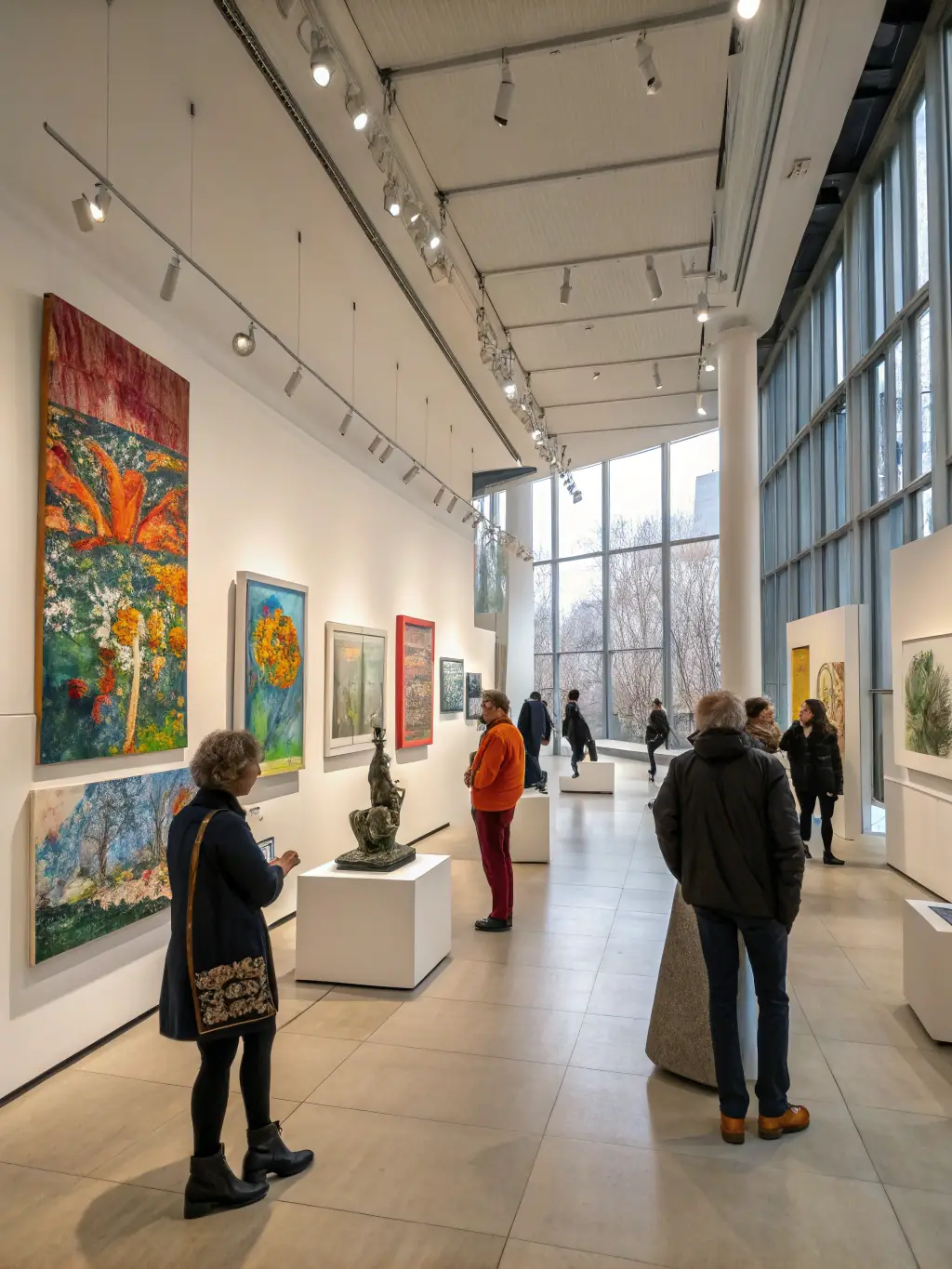 A photo of a digital art exhibition at LES ATELIERS INTERMEDIAIRES, showcasing innovative works created using digital tools and technologies, attracting a diverse audience.